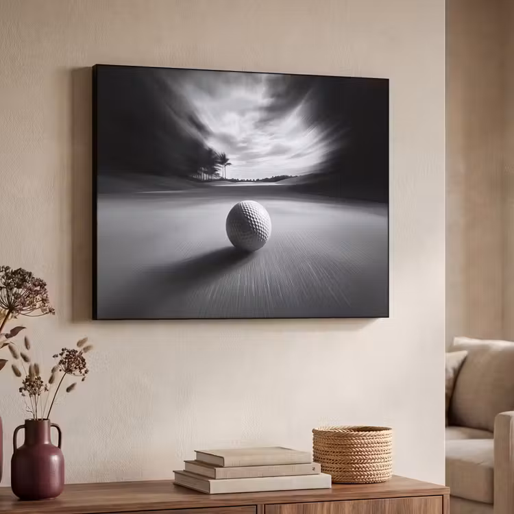 Golfbal - Wazig - Zwart Textielframe - compleet frame klein -sfeer3