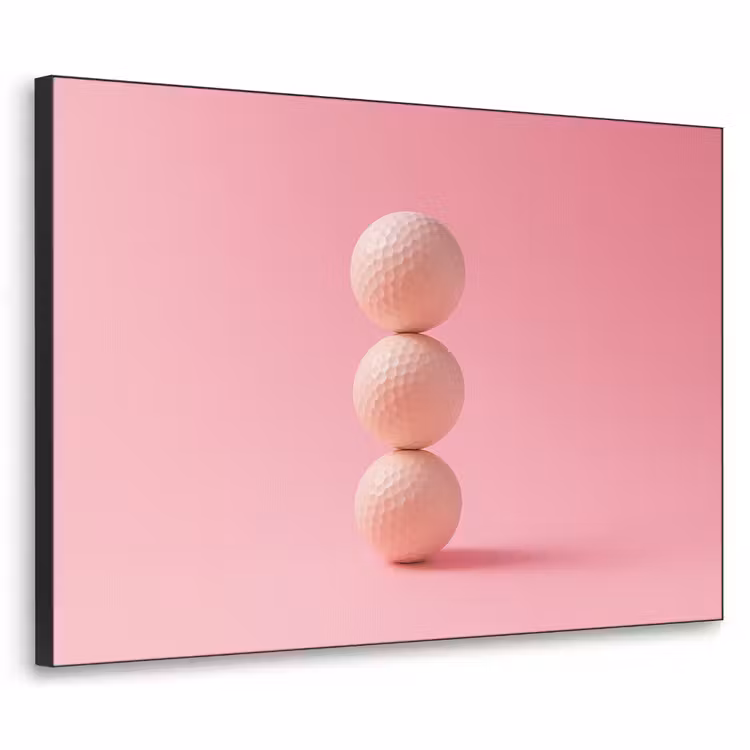 Golfballen - Roze - Drie Textielframe zwart klein -3d