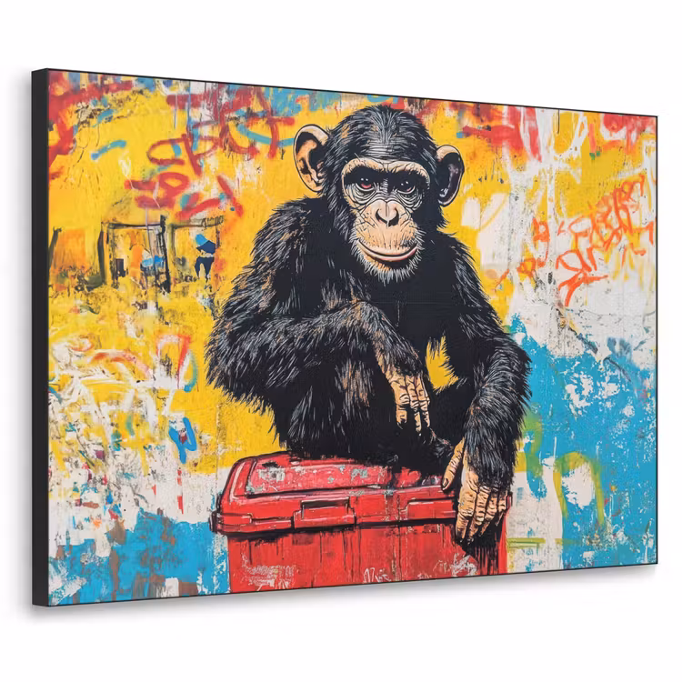Graffiti - Aap - Street art - Dieren Textielframe - compleet frame klein -3d