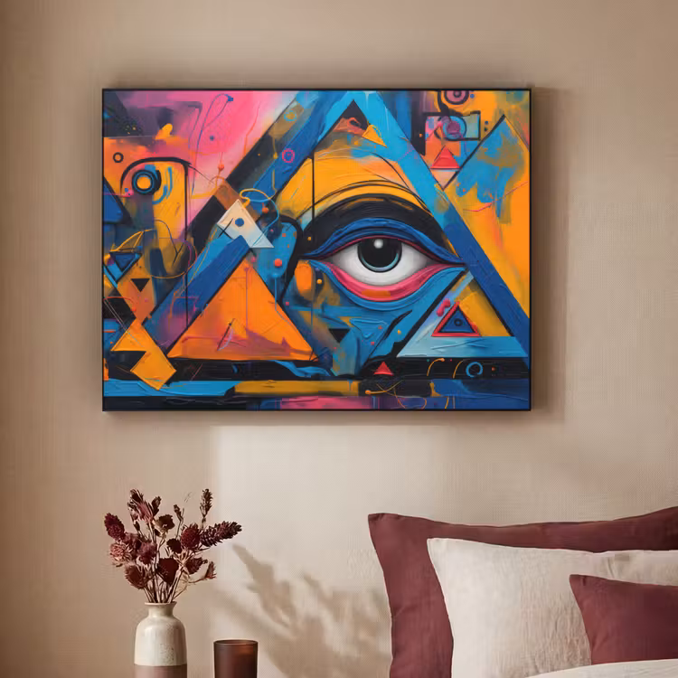 Graffiti - Kleuren - Oog - Kunst Textielframe zwart klein -sfeer1