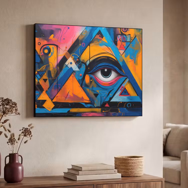Graffiti - Kleuren - Oog - Kunst Textielframe zwart klein -sfeer3