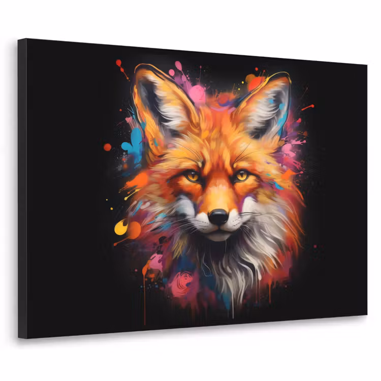 Graffiti - Vos - Zwart - Pop art Textielframe zwart klein -3d