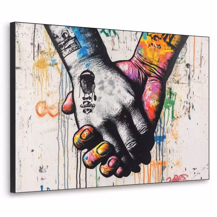 Graffiti - Handen - Vintage - Street art Textielframe zwart klein -3d