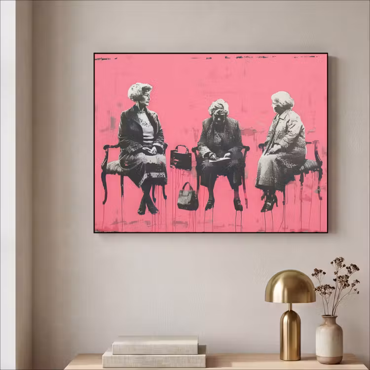 Graffiti - Roze - Street art - Vrouwen Textielframe zwart klein -sfeer2
