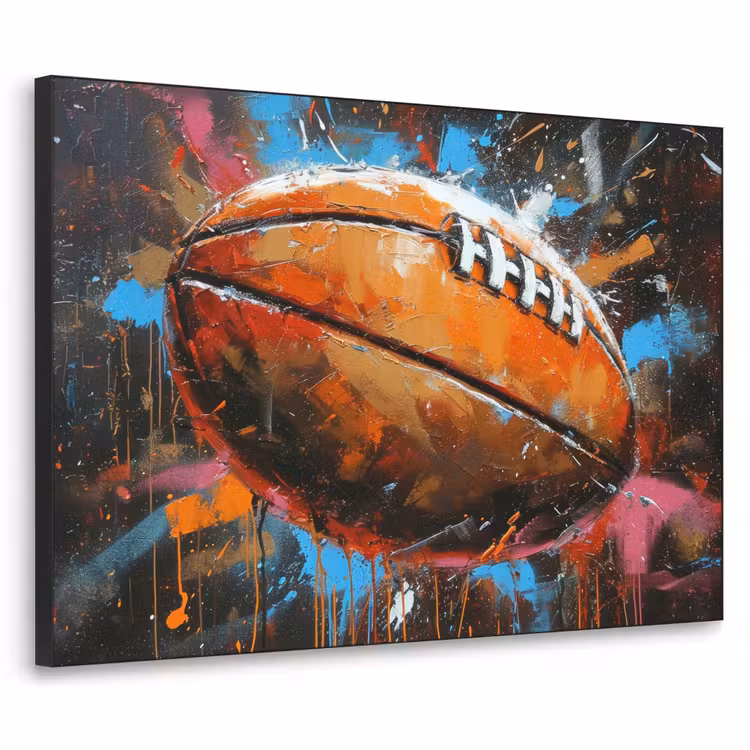 Graffiti - Rugby - Kleurrijk - Rugbybal Textielframe - compleet frame klein -3d