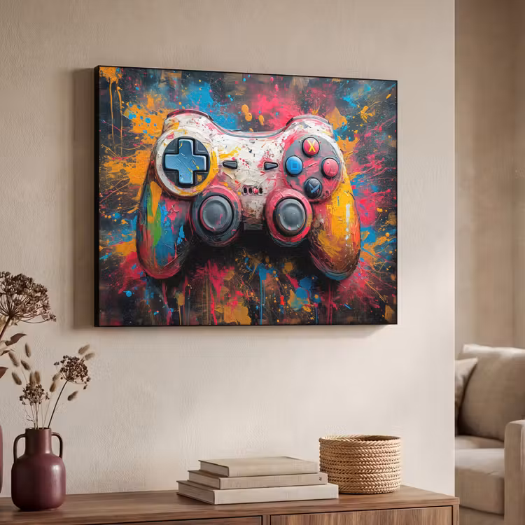 Graffiti - Gaming - Controller - Verf Textielframe - compleet frame klein -sfeer3