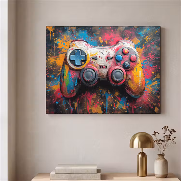 Graffiti - Gaming - Controller - Verf Textielframe - compleet frame klein -sfeer2