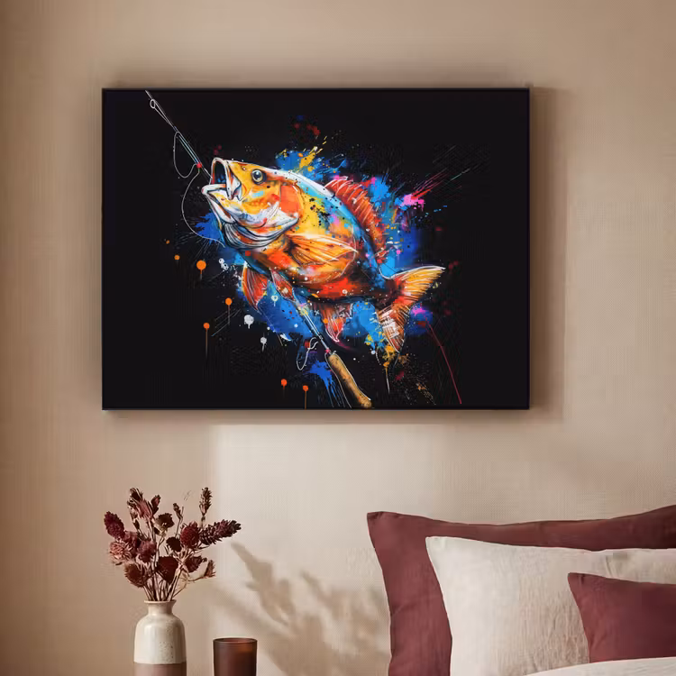 Graffiti - Sport - Vissen - Vis - Hengel Textielframe - compleet frame klein -sfeer1