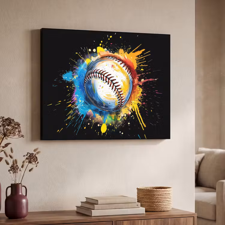 Graffiti - Sport - Baseball - Honkbal Textielframe zwart klein -sfeer3