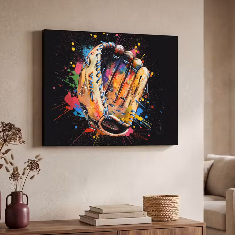 Graffiti - Sport - Baseball - Honkbal Textielframe zwart klein -sfeer3