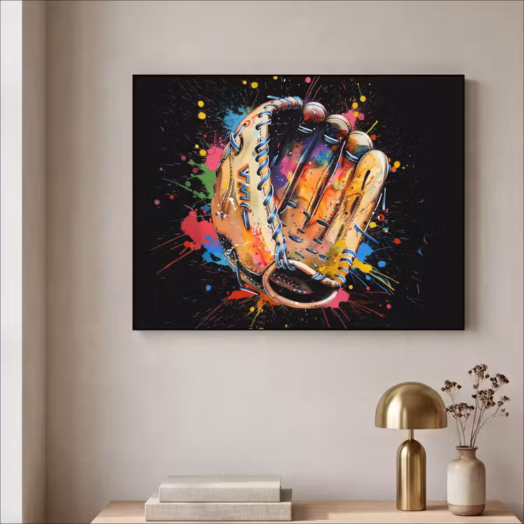 Graffiti - Sport - Baseball - Honkbal Textielframe zwart klein -sfeer2