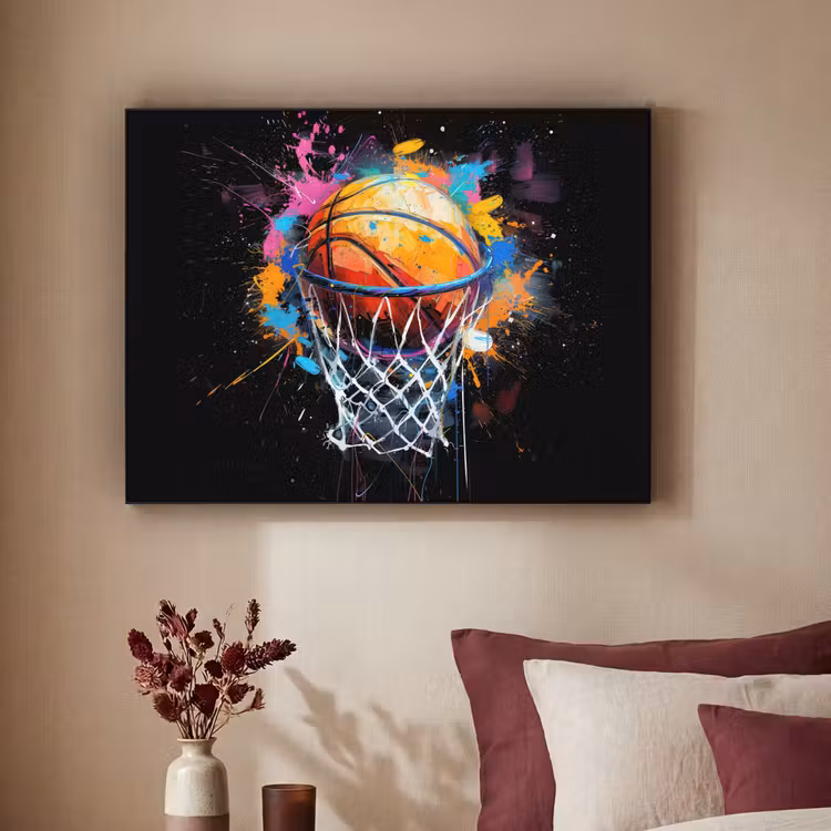 Graffiti - Sport - Basketbal - Basket Textielframe zwart klein -sfeer1