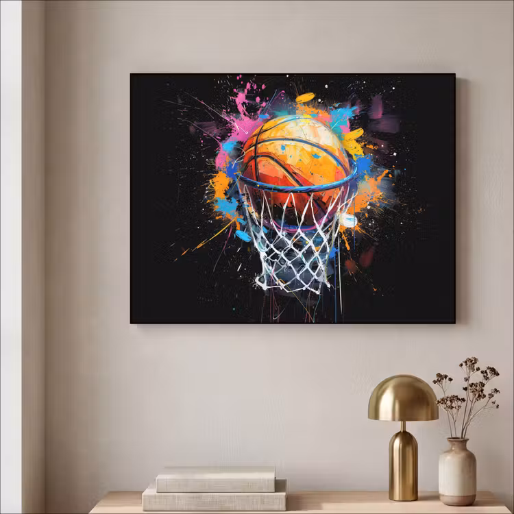 Graffiti - Sport - Basketbal - Basket Textielframe - compleet frame klein -sfeer2
