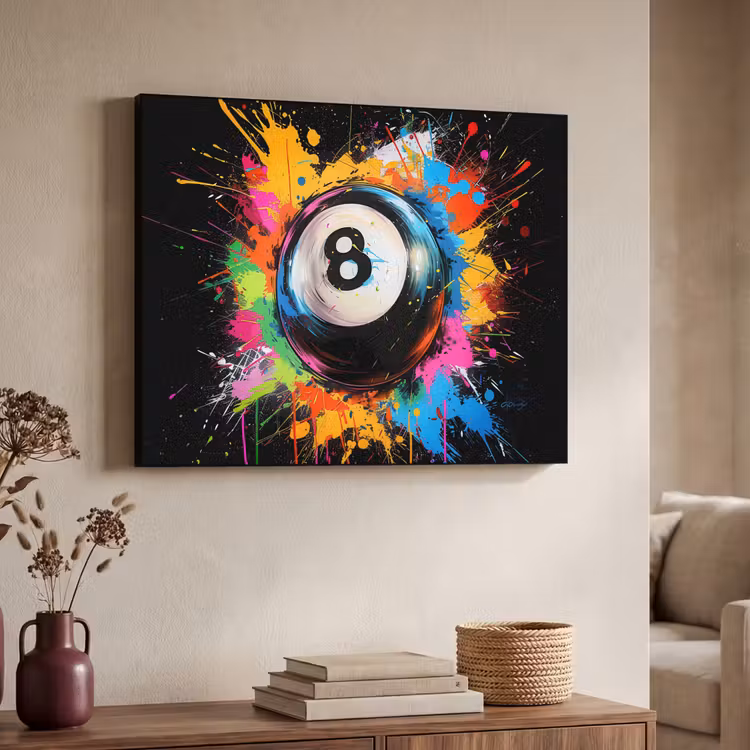 Graffiti - Sport - Pool bal - Biljart Textielframe - compleet frame klein -sfeer3
