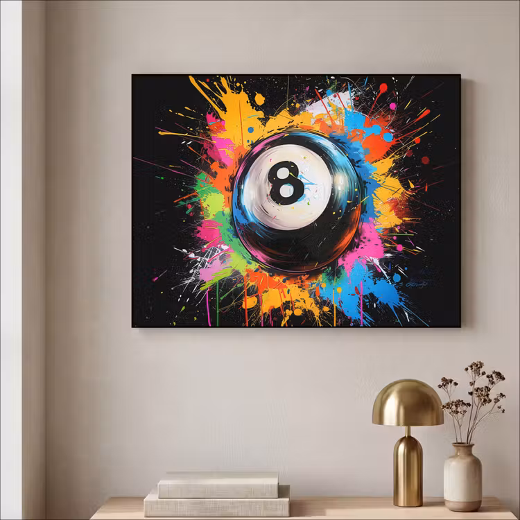 Graffiti - Sport - Pool bal - Biljart Textielframe zwart klein -sfeer2