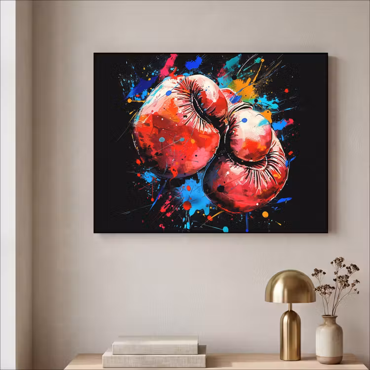 Graffiti - Sport - Boksen - Bokshandschoenen Textielframe zwart klein -sfeer2