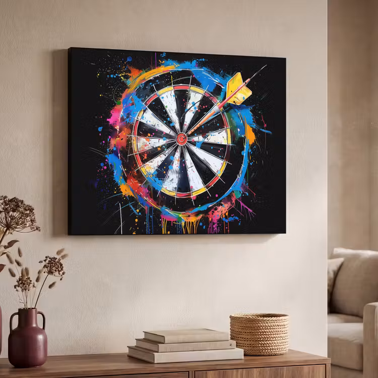 Graffiti - Sport - Darten - Dartbord Textielframe - compleet frame klein -sfeer3