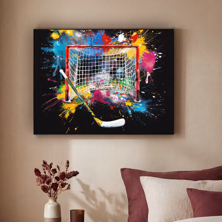 Graffiti - Sport - IJshockey - Hockey goal Textielframe zwart klein -sfeer1