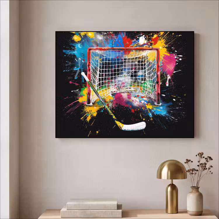 Graffiti - Sport - IJshockey - Hockey goal Textielframe zwart klein -sfeer2
