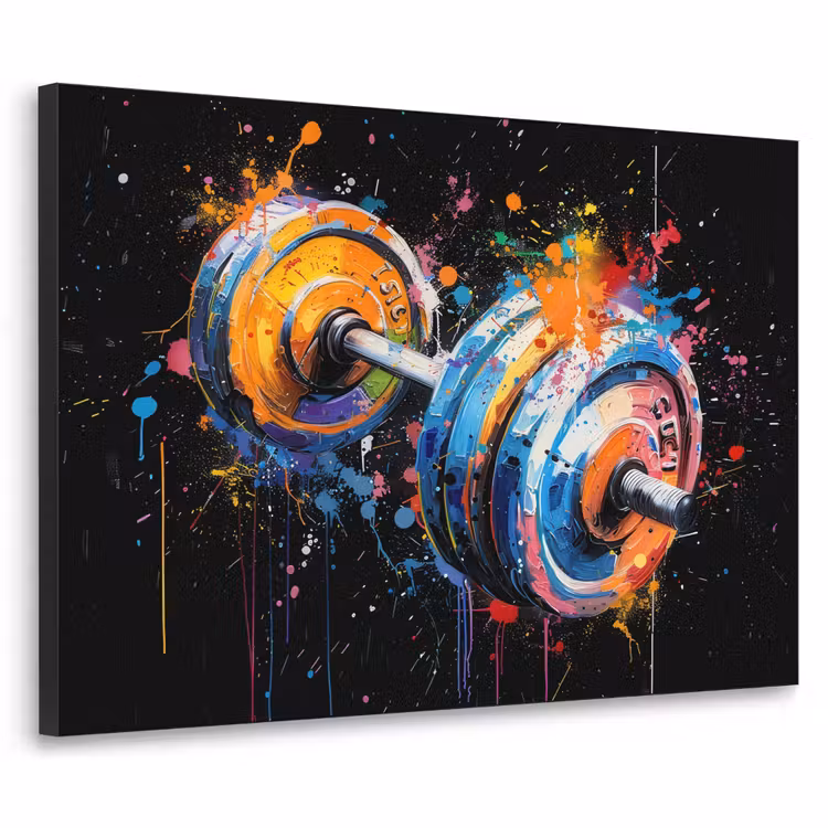 Graffiti - Sport - Fitness - Dumbbell - Gym Textielframe zwart klein -3d
