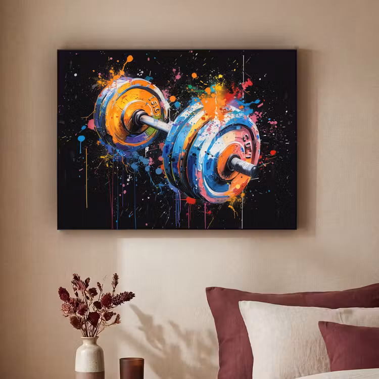 Graffiti - Sport - Fitness - Dumbbell - Gym Textielframe - compleet frame klein -sfeer1