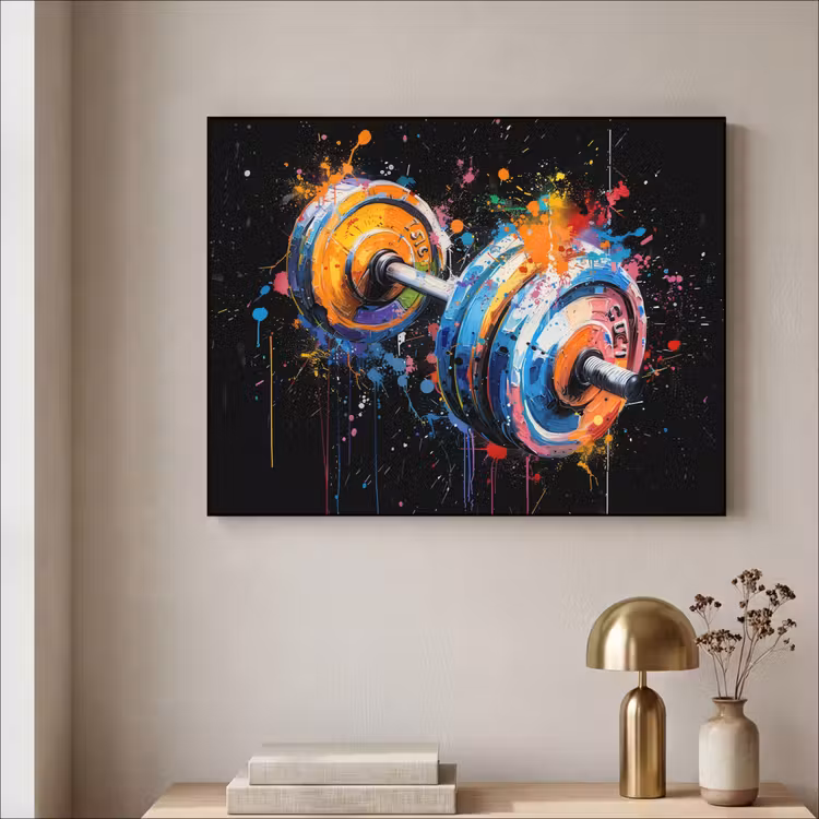 Graffiti - Sport - Fitness - Dumbbell - Gym Textielframe zwart klein -sfeer2
