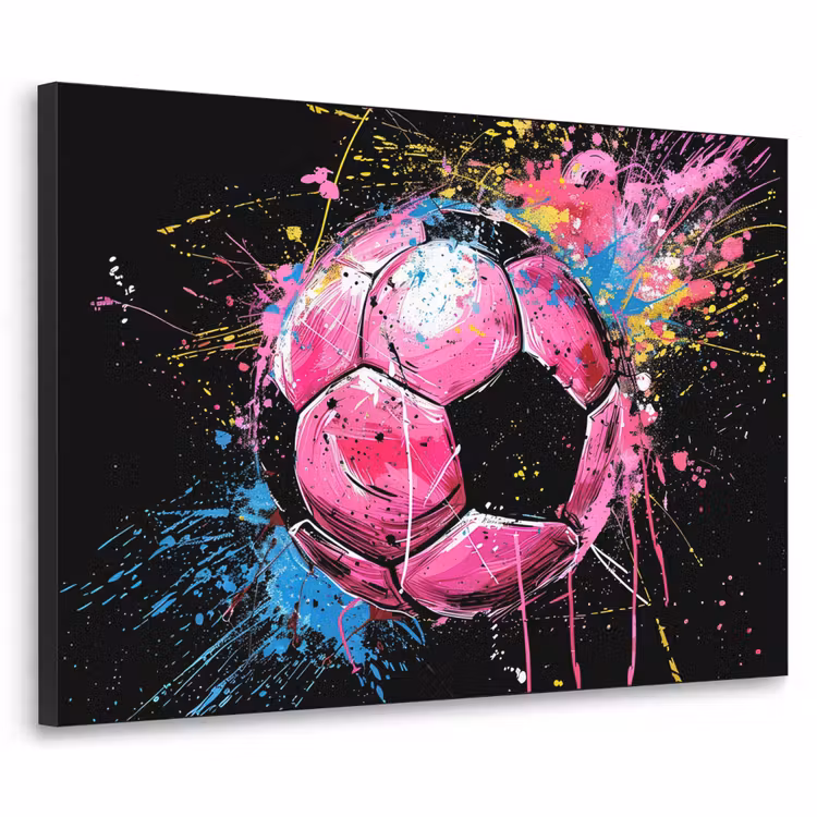 Graffiti - Sport - Voetbal - Bal - Roze Textielframe - compleet frame klein -3d