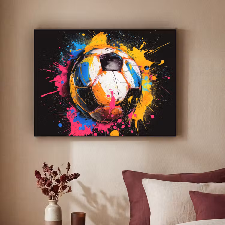 Graffiti - Sport - Voetbal - Verf - Bal Textielframe - compleet frame klein -sfeer1