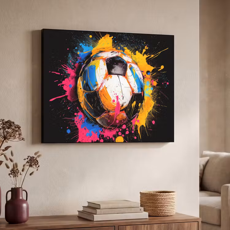 Graffiti - Sport - Voetbal - Verf - Bal Textielframe - compleet frame klein -sfeer3