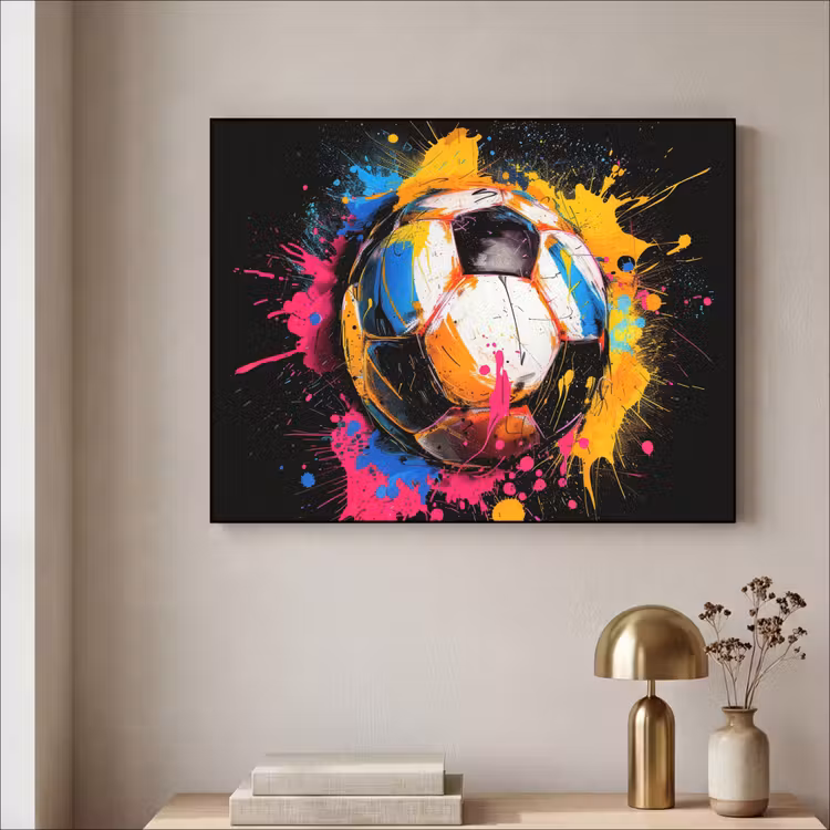 Graffiti - Sport - Voetbal - Verf - Bal Textielframe - compleet frame klein -sfeer2
