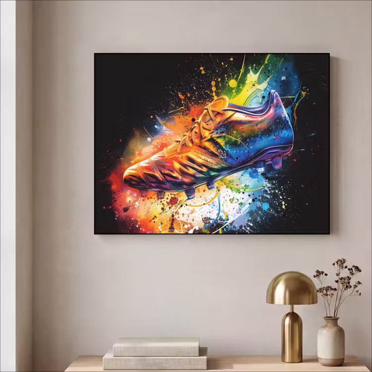 Graffiti - Sport - Voetbal - Schoen - Verf Textielframe - compleet frame klein -sfeer2