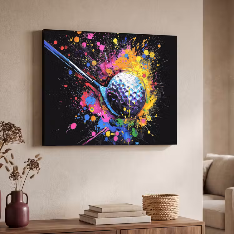 Graffiti - Sport - Golf - Golfclub Textielframe zwart klein -sfeer3