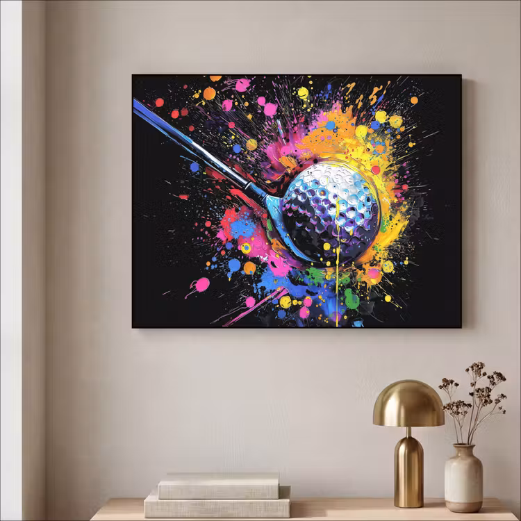 Graffiti - Sport - Golf - Golfclub Textielframe zwart klein -sfeer2