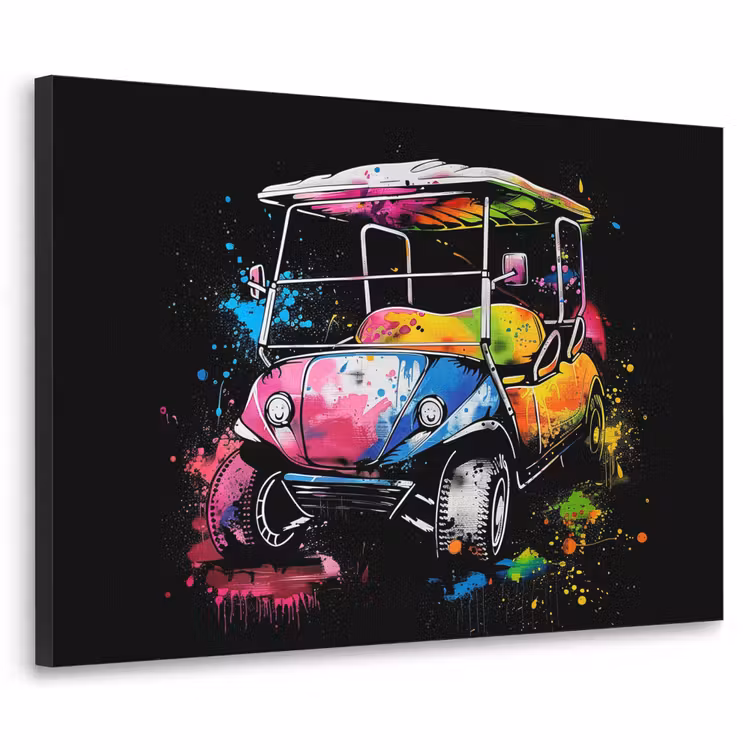 Graffiti - Sport - Golf - Golfkar Textielframe zwart klein -3d