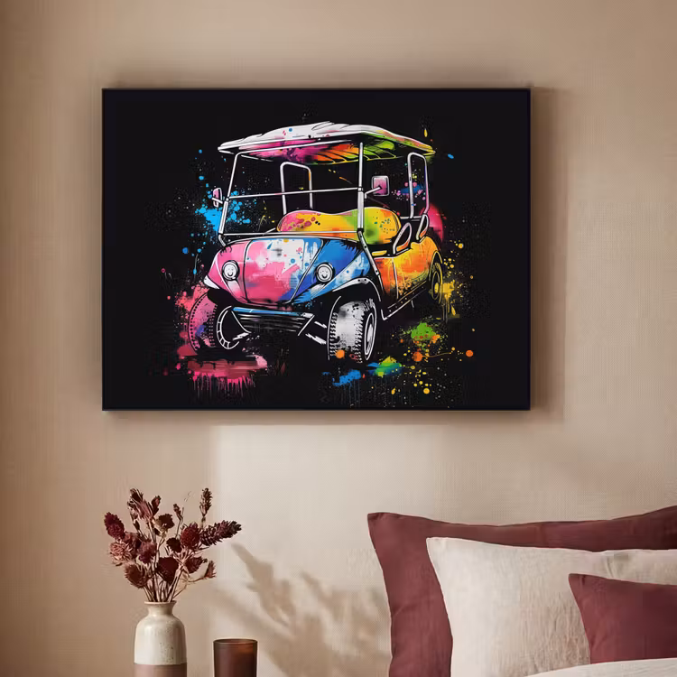 Graffiti - Sport - Golf - Golfkar Textielframe zwart klein -sfeer1