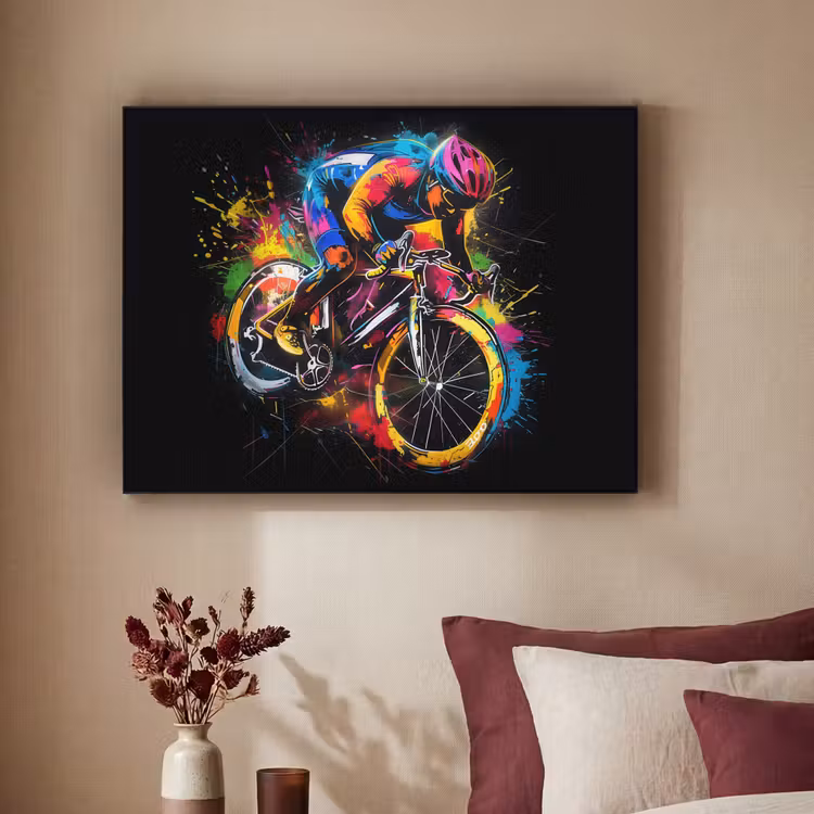 Graffiti - Sport - Wielrennen - Fiets Textielframe zwart klein -sfeer1