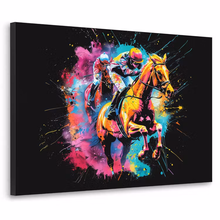 Graffiti - Sport - Paard rensport - Paardrijden Textielframe - compleet frame klein -3d