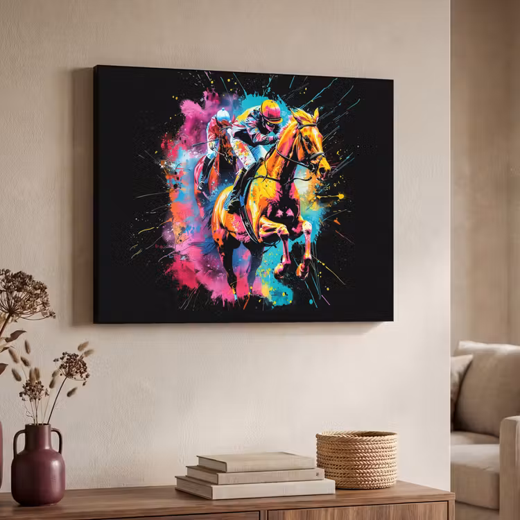 Graffiti - Sport - Paard rensport - Paardrijden Textielframe zwart klein -sfeer3
