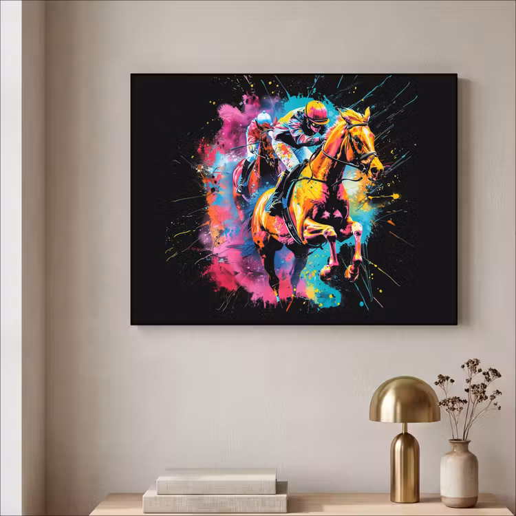 Graffiti - Sport - Paard rensport - Paardrijden Textielframe - compleet frame klein -sfeer2