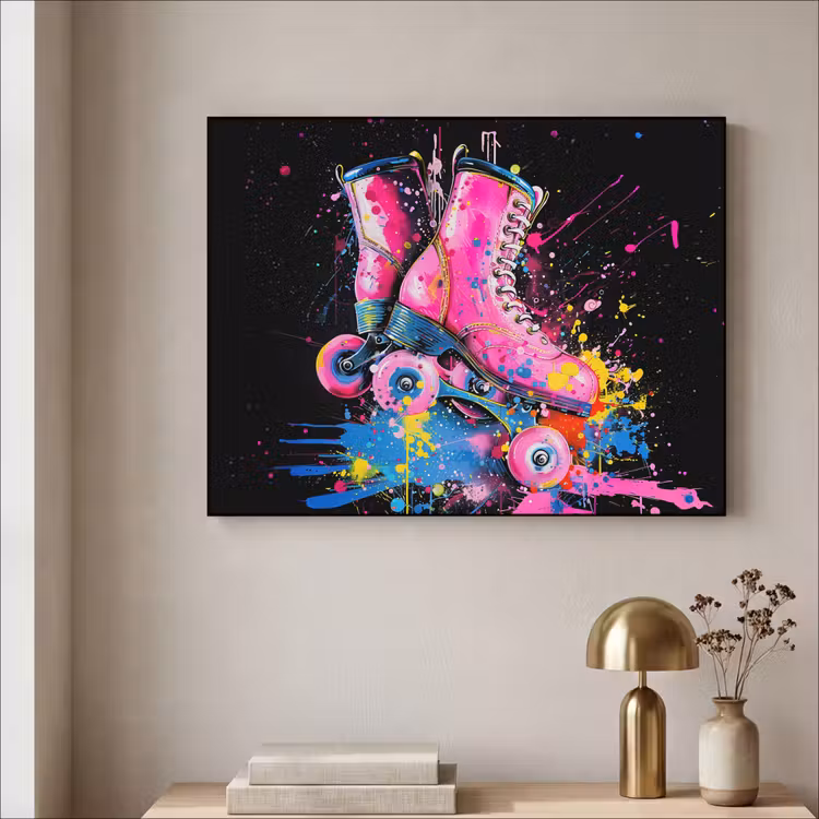 Graffiti - Sport - Rolschaatsen - Skating Textielframe zwart klein -sfeer2