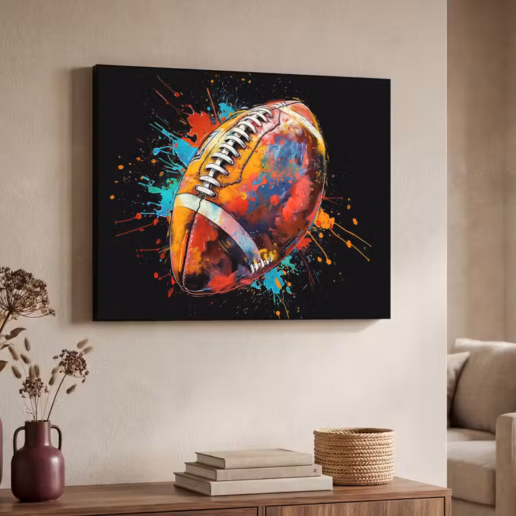Graffiti - Sport - Rugby - American Football Textielframe zwart klein -sfeer3
