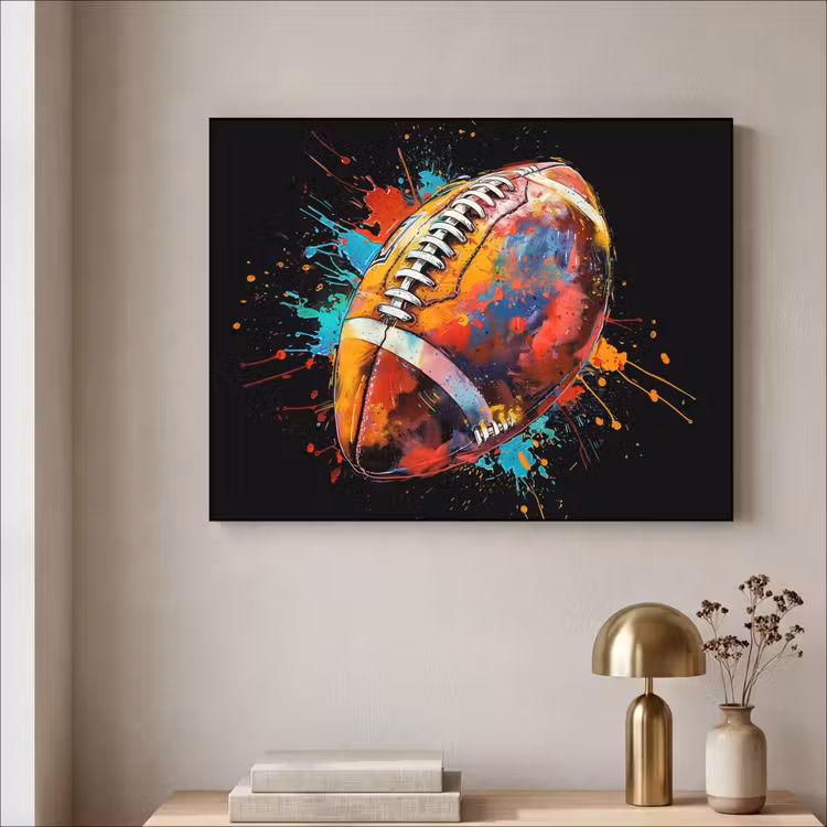 Graffiti - Sport - Rugby - American Football Textielframe zwart klein -sfeer2