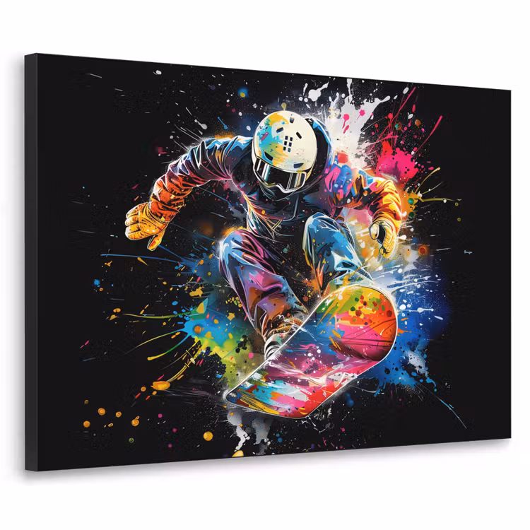 Graffiti - Sport - Snowboarden - Wintersport Textielframe zwart klein -3d