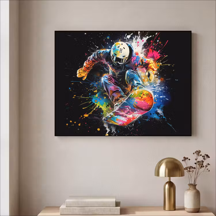 Graffiti - Sport - Snowboarden - Wintersport Textielframe zwart klein -sfeer2