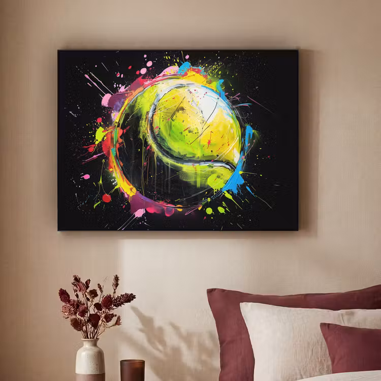 Graffiti - Sport - Tennis - Padel - Bal Textielframe zwart klein -sfeer1