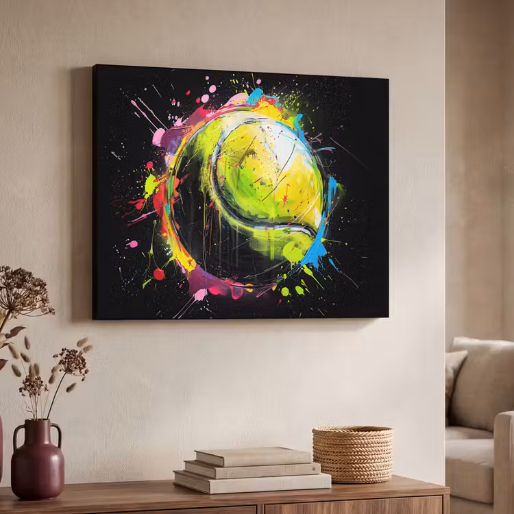 Graffiti - Sport - Tennis - Padel - Bal Textielframe zwart klein -sfeer3