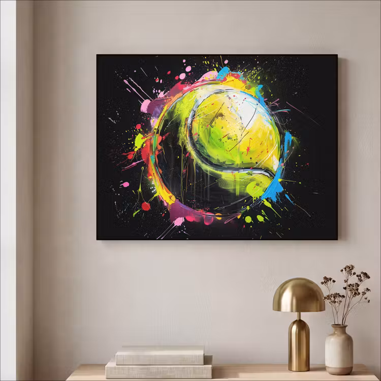 Graffiti - Sport - Tennis - Padel - Bal Textielframe zwart klein -sfeer2