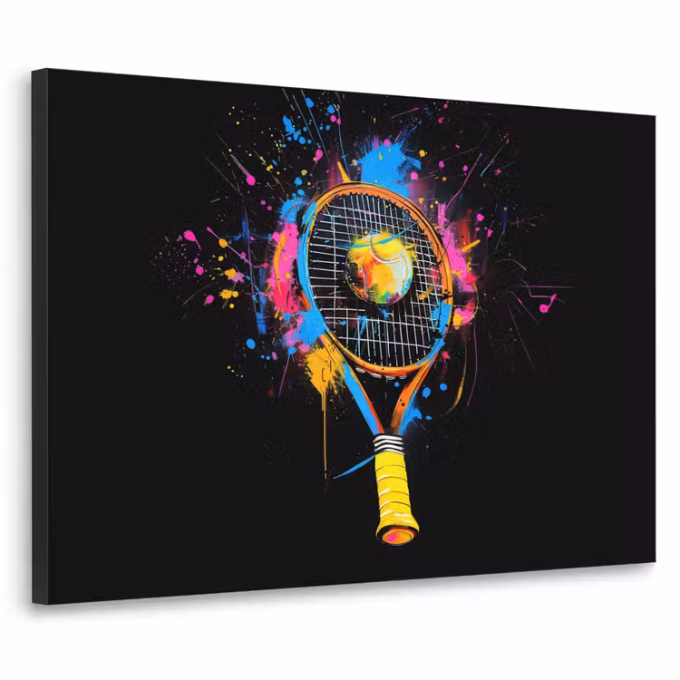 Graffiti - Sport - Tennis - Raket - Bal Textielframe zwart klein -3d