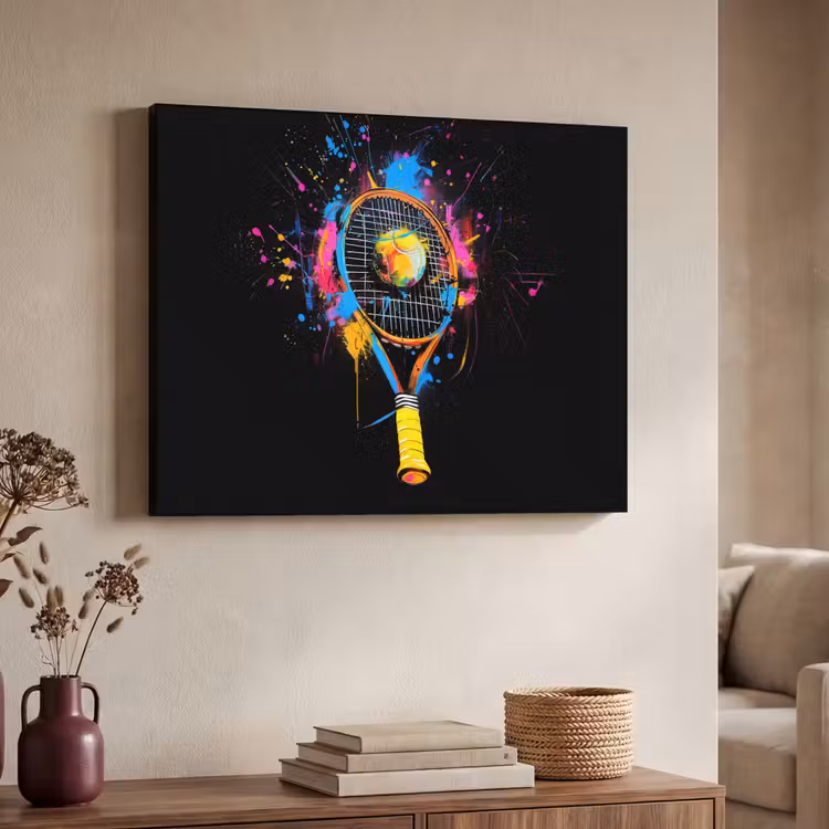 Graffiti - Sport - Tennis - Raket - Bal Textielframe - compleet frame klein -sfeer3