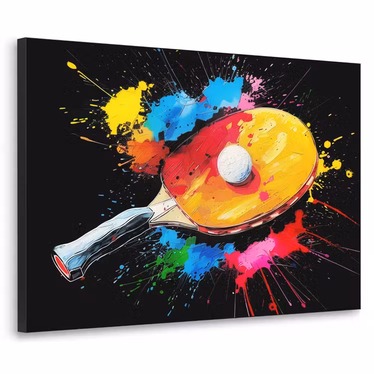 Graffiti - Sport - Tafeltennis - Verf Textielframe zwart klein -3d